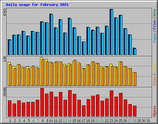 Daily usage for February 2021