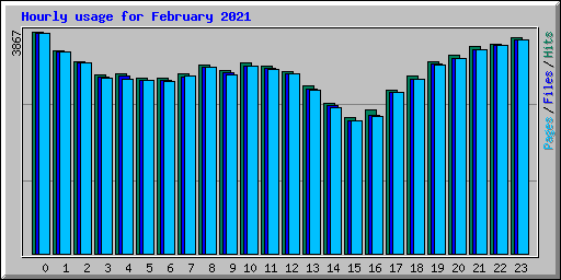 Hourly usage for February 2021